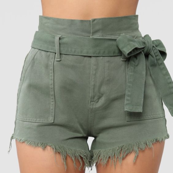 Styling ideas for green shorts.