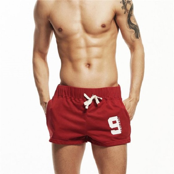 Style red men's shorts.