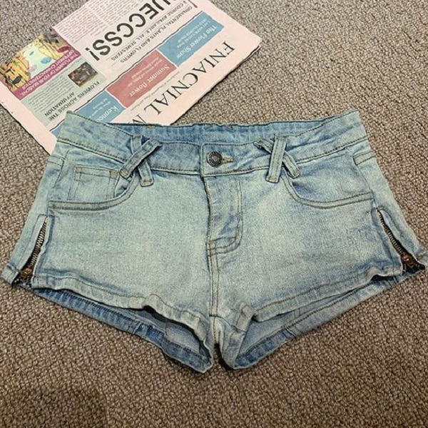 DIY denim shorts hem.